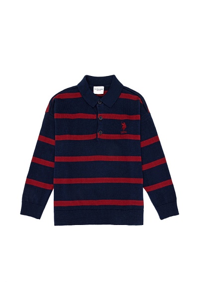 Поло с длинным рукавом в полоску для мальчиков - G083SZ0TK0BAMBUKIDS Кофта муж. детс. (VR033, 6_7)