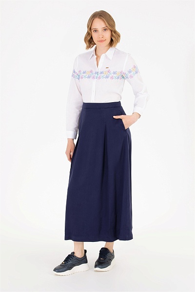 Юбка макси из лиоцелла со складками - G082SZ0980DUNET Юбка жен. (VR033, 32)