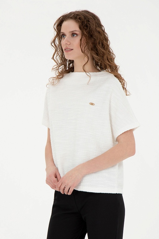 Футболка из смесового хлопка с воротником-стойка свободного кроя - G082SZ0110PATRIC Футболка жен. (VR019, XS)