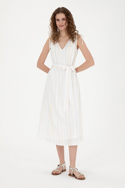Платье миди с кулиской на плечах - G082SZ0320USAGI Платье жен. (VR027, 36)