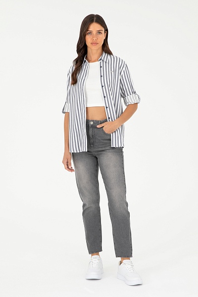 Рубашка в полоску прямая - G082GL0040GLARUS Сорочка жен. (VR033, 34)