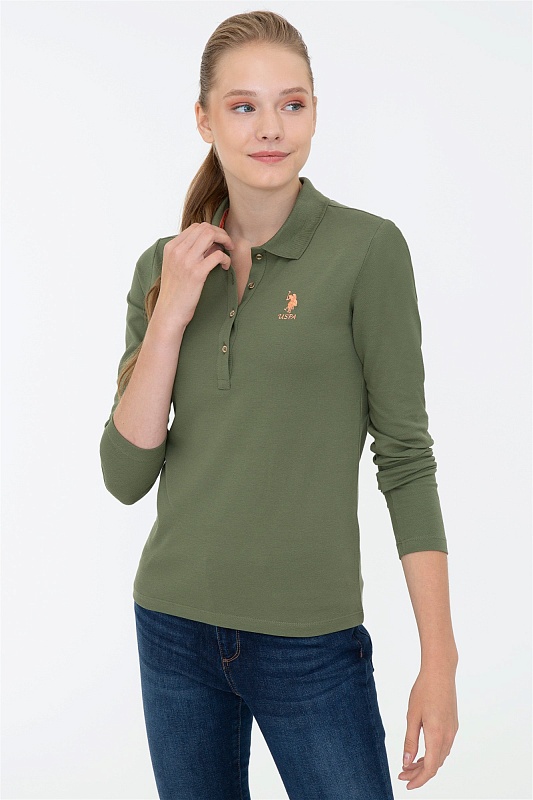Поло с длинным рукавом из хлопка - G082SZ0820TPG-SK021 Толстовка жен. (VR027, XS)