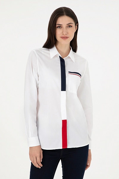 Рубашка из хлопка с принтом на планке прямая - G082SZ0040GOLBI Сорочка жен. (VR013, 38)