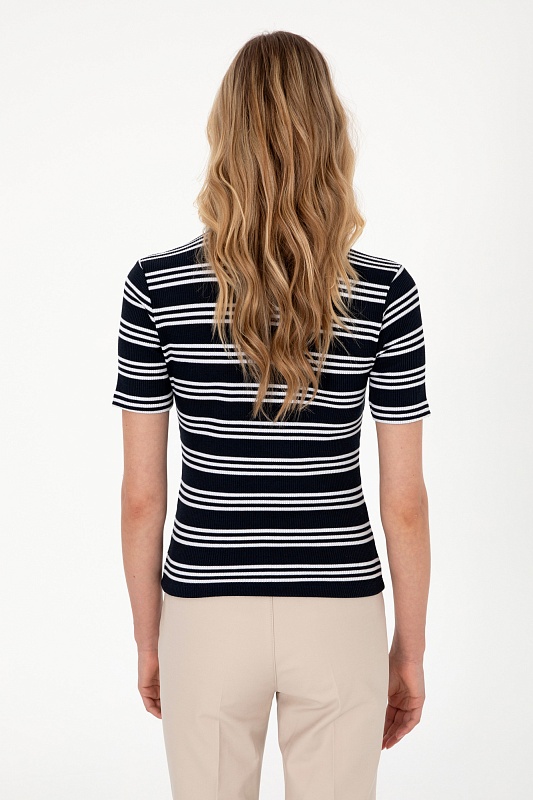 Футболка-поло трикотажная в полоску - G082SZ0110SEPO Футболка жен. (VR033, XL)