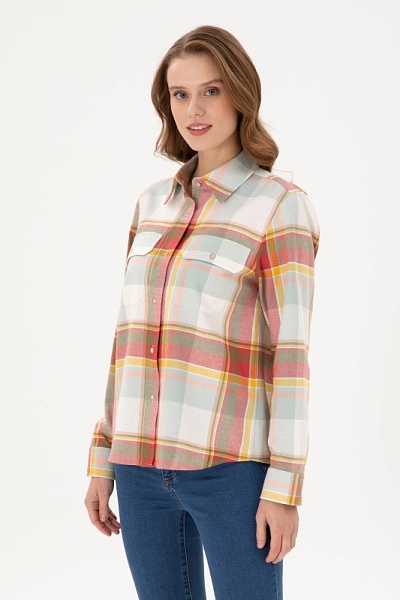 Рубашка из хлопка в клетку прямая - G082SZ0040ESEDRE Сорочка жен. (VR031, 40)