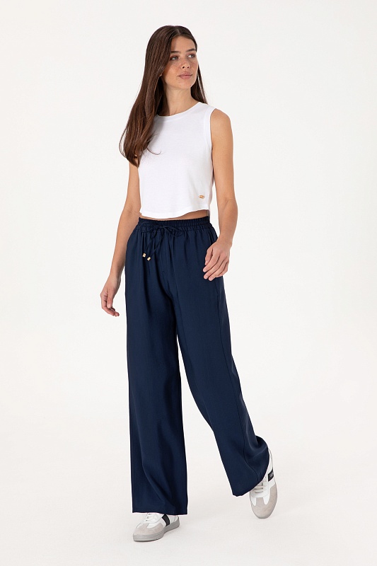 Брюки на кулиске широкие - G082SZ0780ECOLE Брюки жен. (VR033, 42)