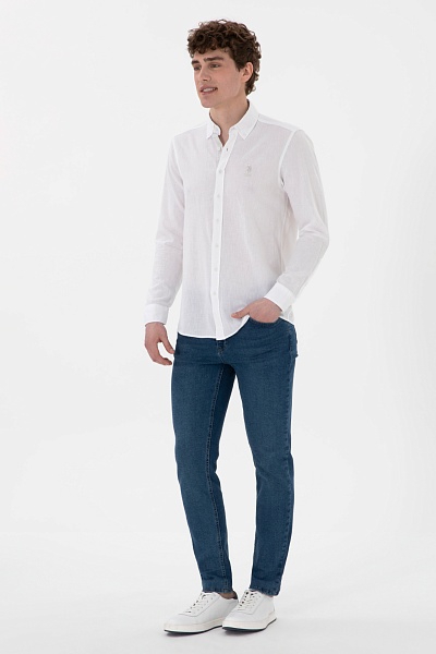 Рубашка с добавлением льна приталенная - G081SZ0040NORM Сорочка муж. (VR013, XL)