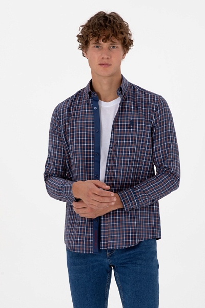 Рубашка из смесового хлопка в клетку свободная - G081SZ0040E_GENO Сорочка муж. (VR182, S)