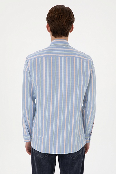 Рубашка из хлопка в полоску приталенная - G081SZ0040MAYSILA Сорочка муж. (VR028, XL)