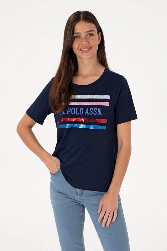 Футболка из хлопка с принтом и пайетками - G082SZ0110SILOT Футболка жен. (VR033, XS)
