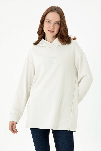 Худи удлиненное с надписью - G082GL0820RC-GELIF Толстовка жен. (VR049, 2XS)