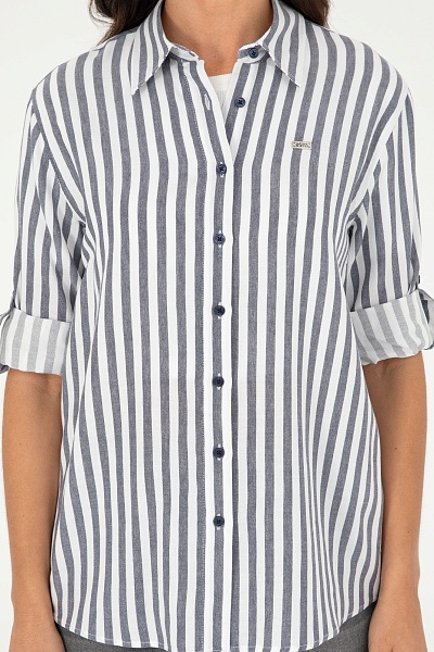 Рубашка в полоску прямая - G082GL0040GLARUS Сорочка жен. (VR033, 34)