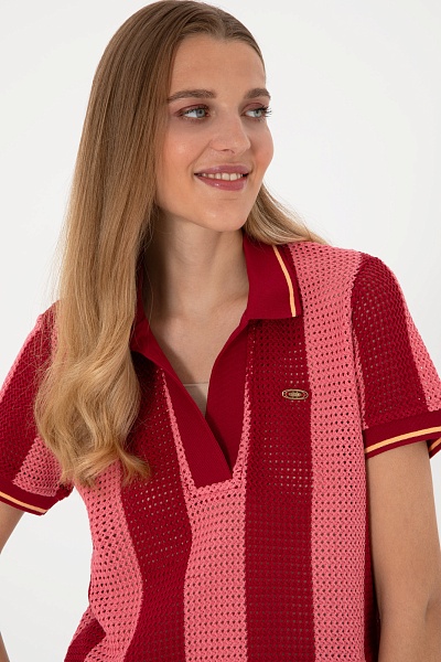 Футболка-поло в стиле кроше - G082SZ0110SUSAN Футболка жен. (VR223, L)
