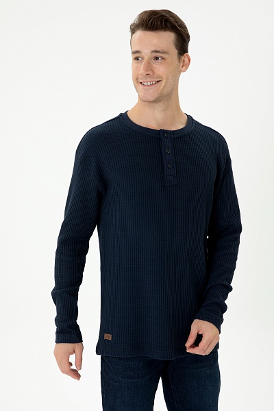 Лонгслив из вафельной ткани - G081SZ0820ARVA Толстовка муж. (VR033, M)