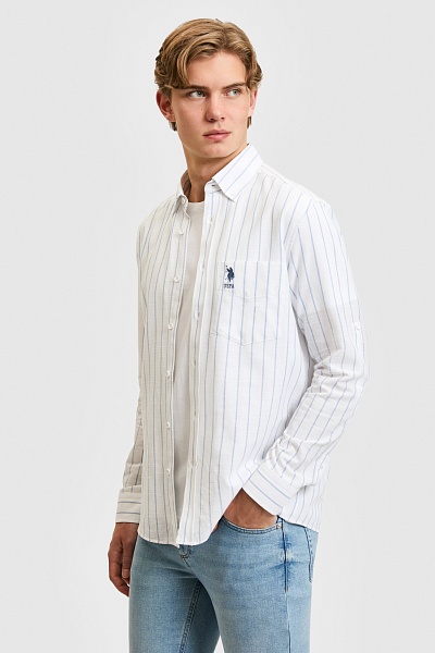Рубашка из хлопка в полоску прямая - G081SZ0040KAMBA Сорочка муж. (VR003, 2XL)