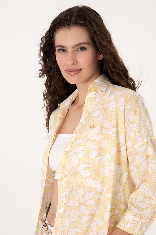 Рубашка из хлопка с добавлением льна свободная - G082SZ0040UMUKI Сорочка жен. (VR183, 34)
