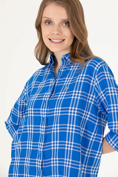 Рубашка с вискозой в клетку прямая - G082SZ0040TALLOT Сорочка жен. (VR045, 40)