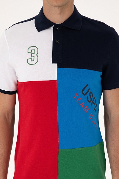 Футболка-поло из хлопка с контрастными вставками - G081SZ0110T_ILGA Футболка муж. (VR077, XL)