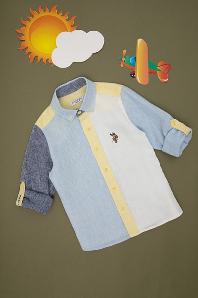 Рубашка в стиле колор-блок для мальчиков - G083SZ0040NIPPONMENKIDS Сорочка муж. детс. (VR003, 3_4)