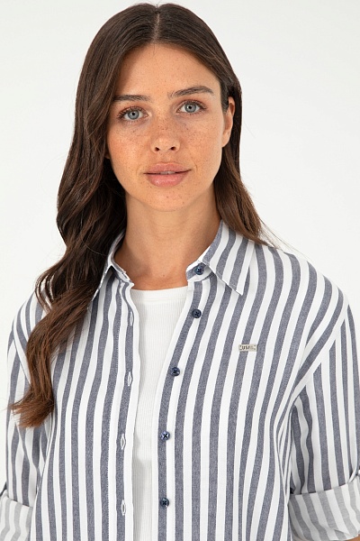 Рубашка в полоску прямая - G082GL0040GLARUS Сорочка жен. (VR033, 34)