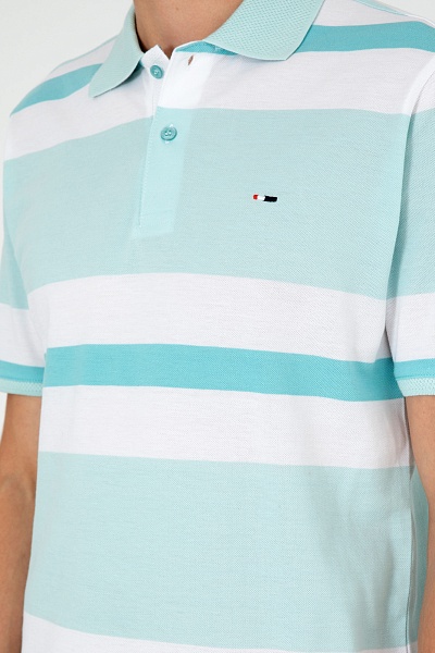 Футболка-поло из хлопка в полоску - G081SZ0110RALTU Футболка муж. (VR083, XL)