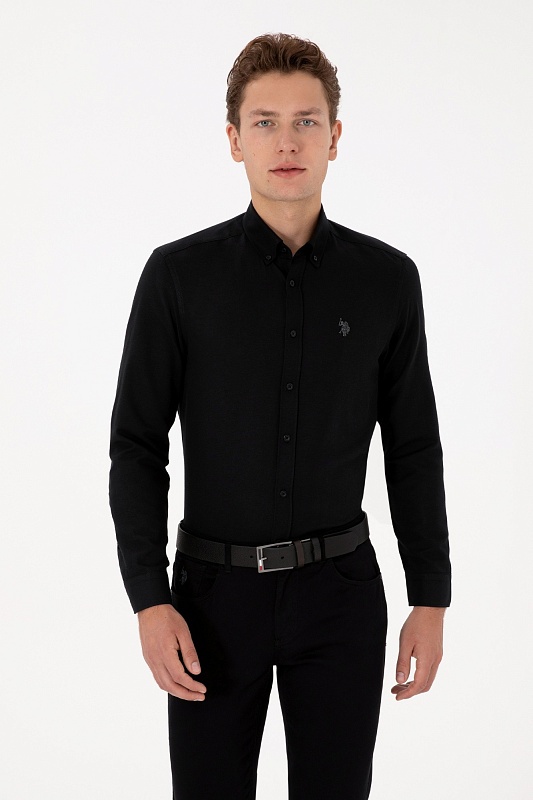 Рубашка из смесового хлопка приталенная - G081SZ0040E_METO25K Сорочка муж. (VR046, XS)