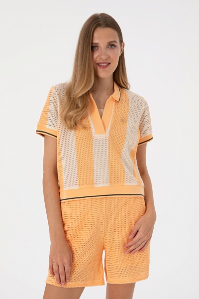 Футболка-поло из хлопка в стиле кроше - G082SZ0110SUSAN Футболка жен. (VR202, L)