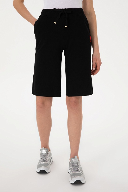 Бермуды спортивные из хлопка с вышитым логотипом - G082SZ0OS0DAMEN25 Брюки спорт. жен. (VR046, 2XS)