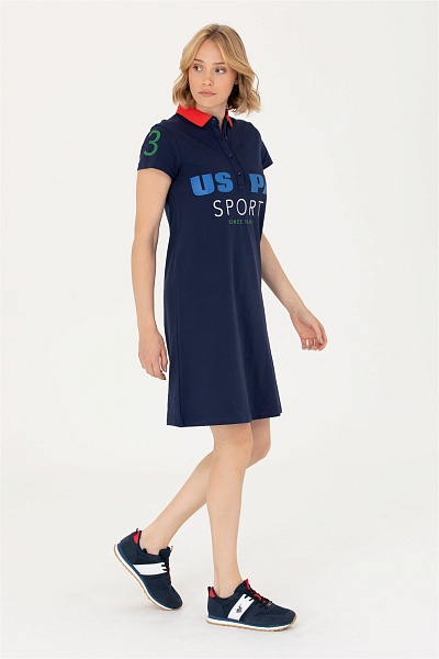 Платье-поло мини с принтом свободное - G082SZ0750MILENA-T Платье жен. (VR033, S)