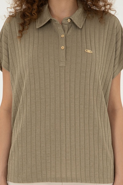 Футболка-поло трикотажная оверсайз - G082SZ0110PAT Футболка жен. (VR027, L)