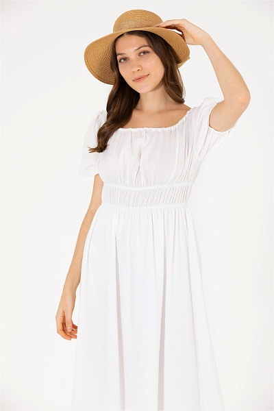 Платье миди из хлопка с объемными рукавами - G082SZ0320AZIRA Платье жен. (VR013, 36)