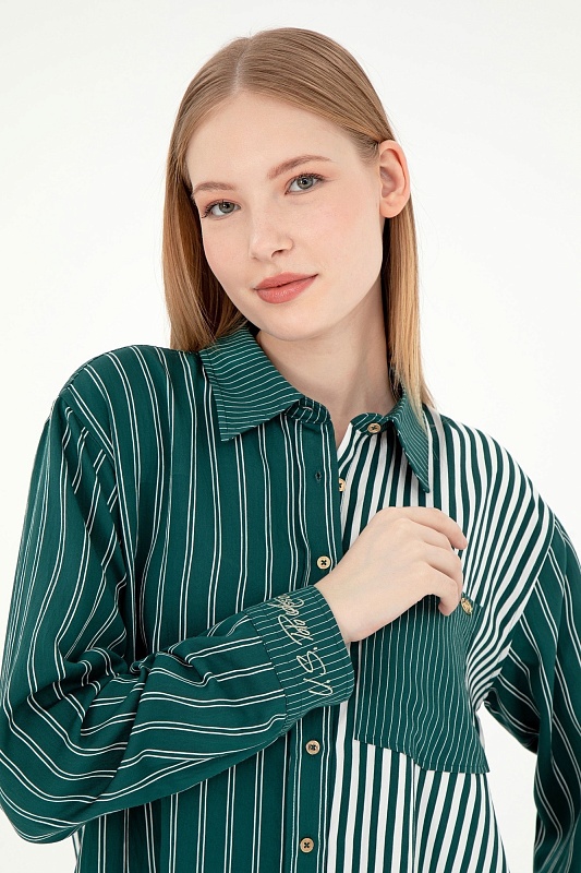 Рубашка с вискозой в полоску свободная - G082SZ0040KEDIE_R Сорочка жен. (VR079, 42)