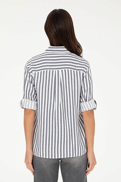 Рубашка в полоску прямая - G082GL0040GLARUS Сорочка жен. (VR033, 34)