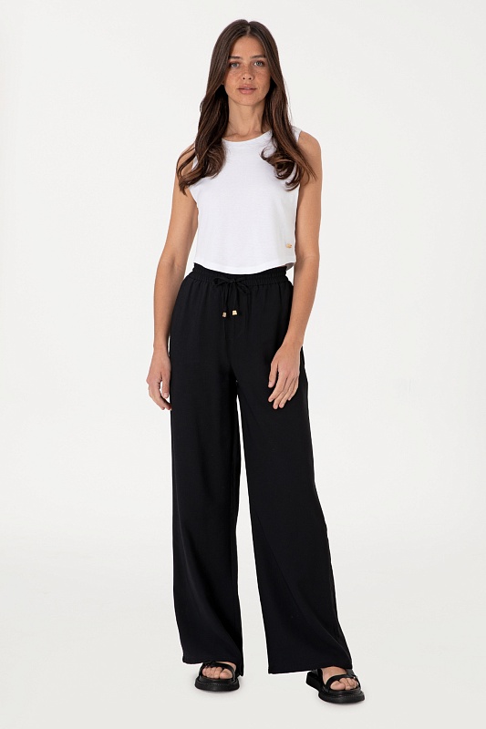 Брюки на кулиске широкие - G082SZ0780ECOLE Брюки жен. (VR046, 38)