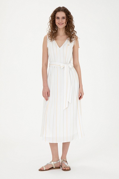 Платье миди с кулиской на плечах - G082SZ0320USAGI Платье жен. (VR027, 36)