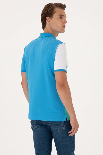 Футболка-поло из хлопка с контрастными вставками - G081SZ0110T_ILGA Футболка муж. (VR001, XL)