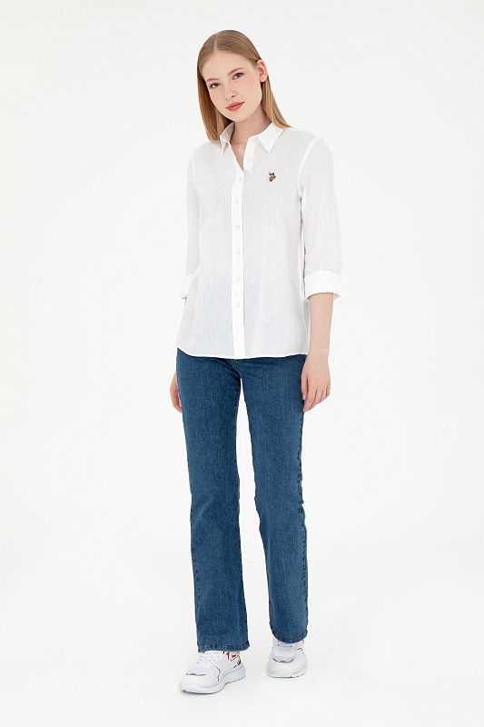Рубашка из хлопка с добавлением льна прямая - G082SZ0040ELMY025Y Сорочка жен. (VR013, 40)