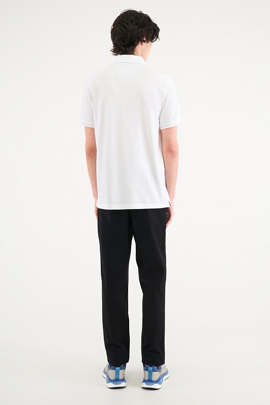 Футболка-поло из хлопка с контрастной планкой - 