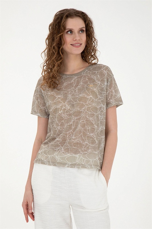 Футболка с узором - G082SZ0110PEKMEZ Футболка жен. (VR027, L)