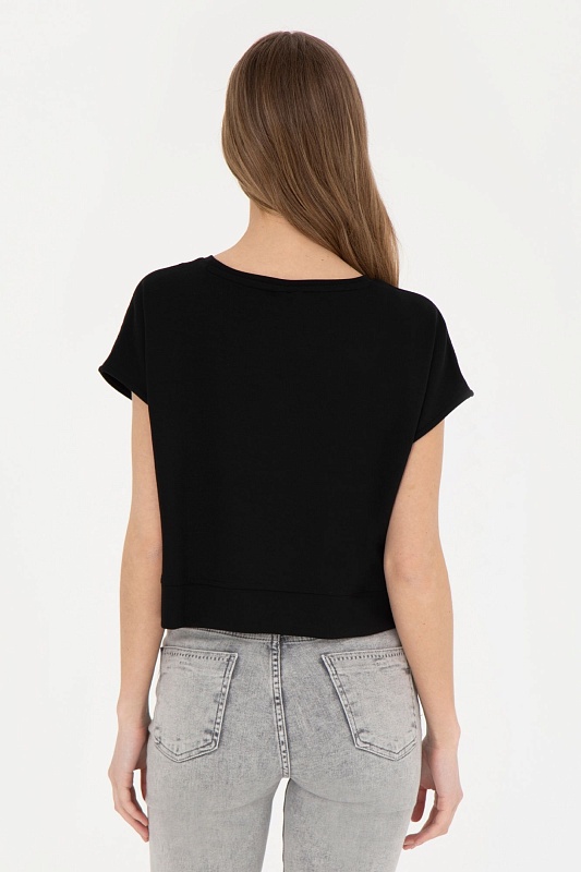 Футболка из смесовой вискозы укороченная оверсайз - G082SZ0110PARKER Футболка жен. (VR046, 2XS)