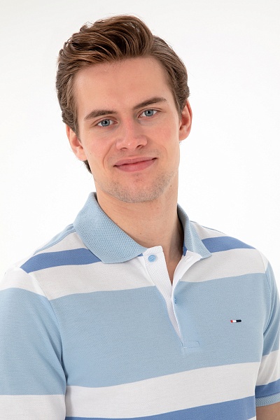 Футболка-поло в полоску - G081SZ0110RALTU Футболка муж. (VR003, 4XL)