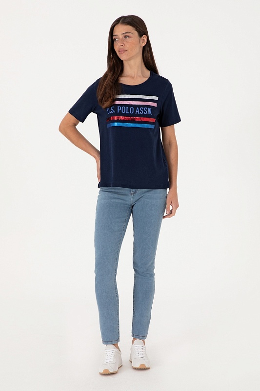 Футболка из хлопка с принтом и пайетками - G082SZ0110SILOT Футболка жен. (VR033, XS)