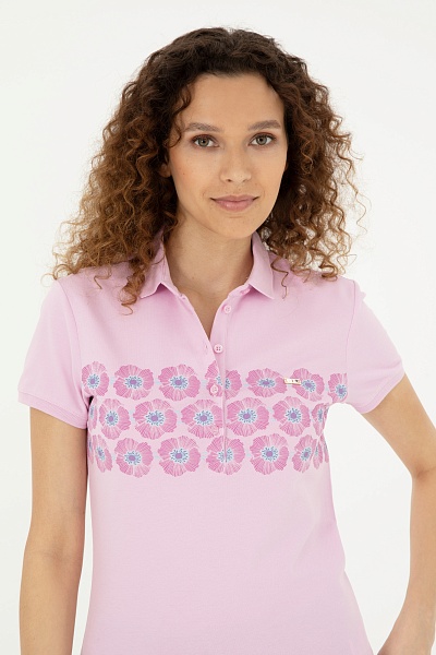 Футболка-поло из хлопка с принтом - G082GL0110GEBZE Футболка жен. (VR041, L)