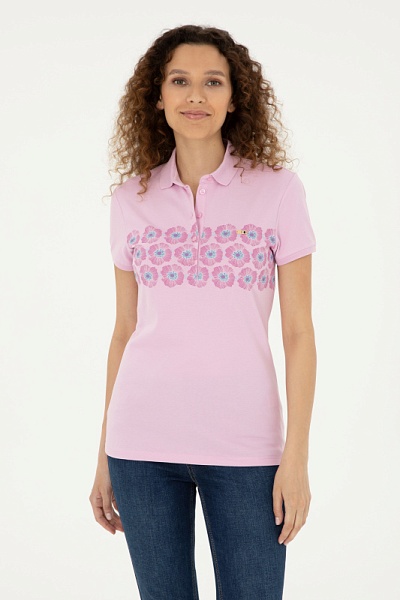 Футболка-поло из хлопка с принтом - G082GL0110GEBZE Футболка жен. (VR041, L)