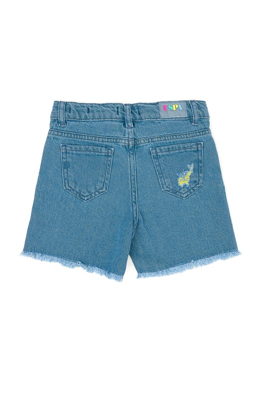 Шорты джинсовые с потертостями для девочек - G084SZ0DB0VONEKIDS Бермуда жен. детс. (DN0021, 8_9)