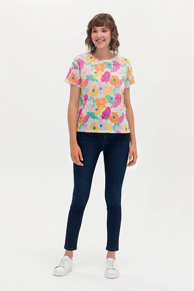 Футболка с цветочным принтом - G082SZ0110MADAN Футболка жен. (VR071, XS)