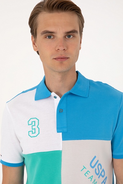 Футболка-поло из хлопка с контрастными вставками - G081SZ0110T_ILGA Футболка муж. (VR001, XL)