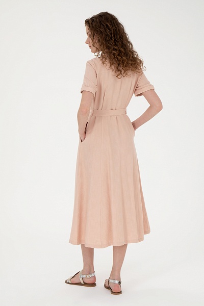 Платье-рубашка миди из вискозы с коротким рукавом - G082SZ0320RISA Платье жен. (VR047, 42)