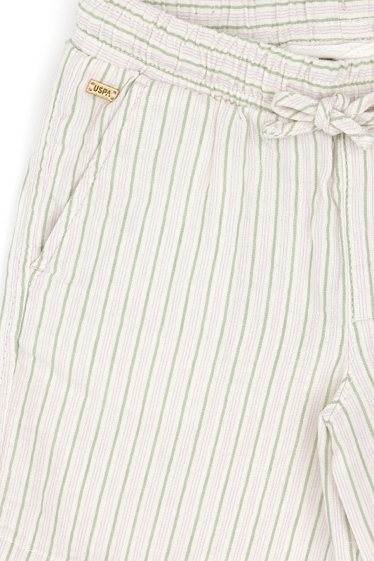 Шорты из хлопка в полоску на кулиске для девочек - G084SZ0310LIMES Бермуды жен. детс. (VR071, 7_8)