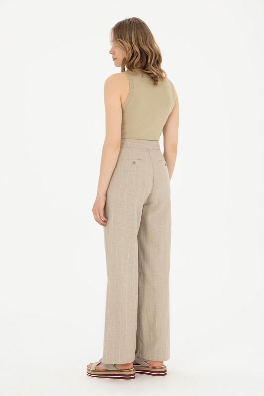 Брюки с добавлением льна широкие - G082SZ0780SIWAN-P Брюки жен. (VR027, 40)